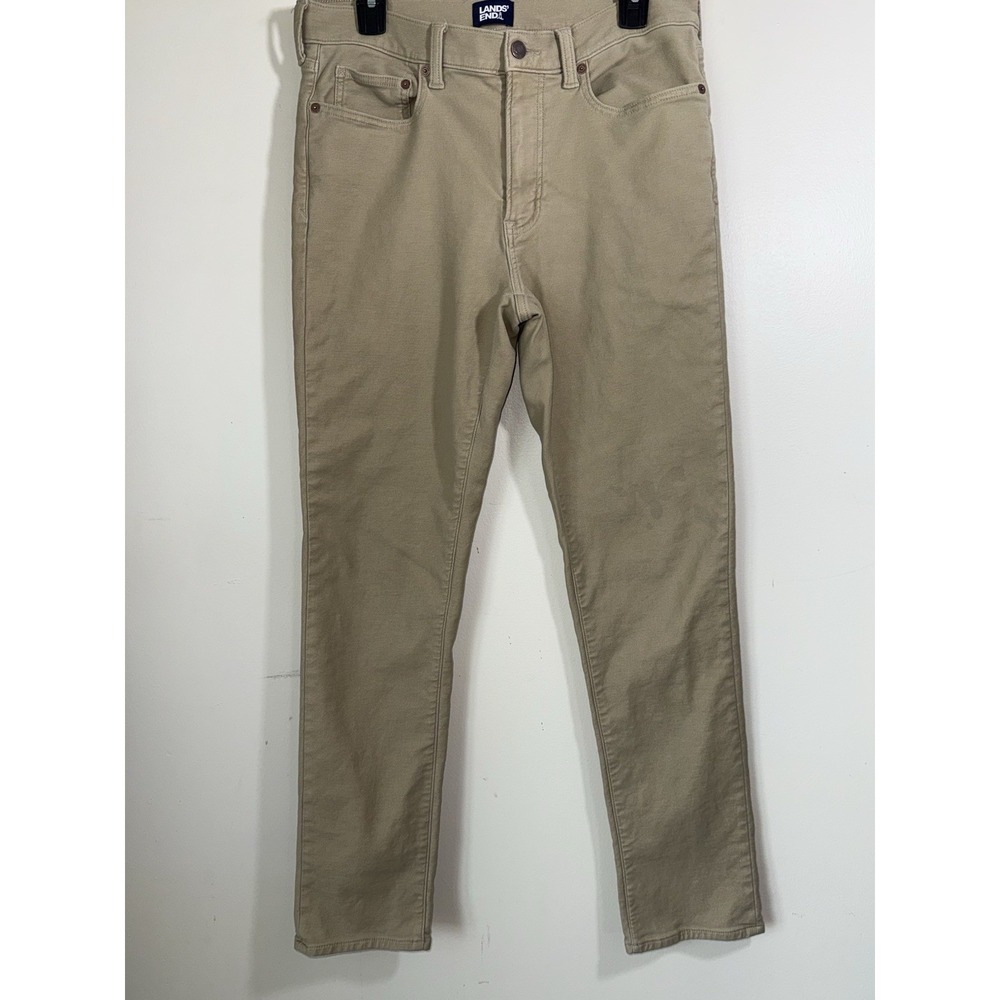 Lands' End Chino Pants Men's 32 Tan Slim Straight Khaki Office Preppy Comfort